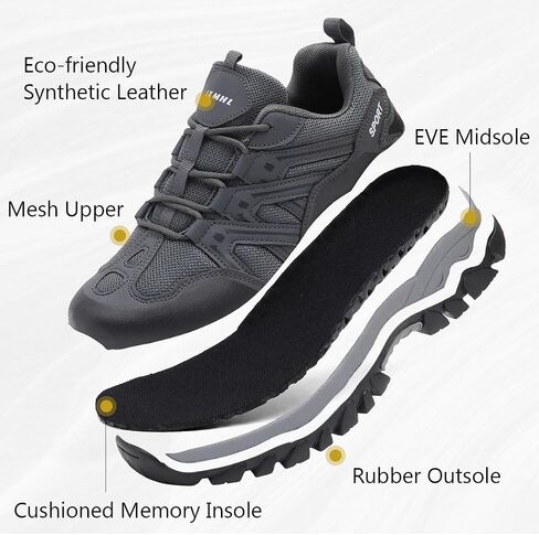MAIZUN Men's Hiking Shoes Flexible Non-Slip Trekking Trail Shoes Lightweight Breathable Work Camping & Outdoors Walking Size 6.5-10.5 in Saudi Arabia