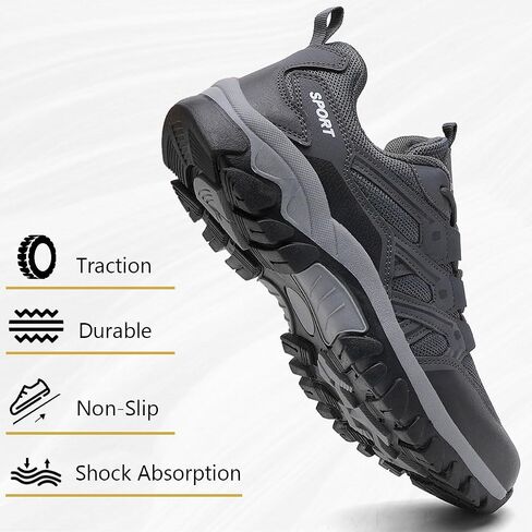 MAIZUN Men's Hiking Shoes Flexible Non-Slip Trekking Trail Shoes Lightweight Breathable Work Camping & Outdoors Walking Size 6.5-10.5 in Saudi Arabia