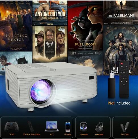 Projector,Mini Projector with Two-way Bluetooth, Full HD 1080P Portable Video Projector,300"Screen Projector&4K Projector &12000 LM Projector ,Movie Projector Compatible with HDMI/USB/Smartphone in Saudi Arabia
