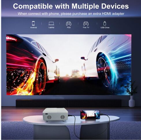 Projector,Mini Projector with Two-way Bluetooth, Full HD 1080P Portable Video Projector,300"Screen Projector&4K Projector &12000 LM Projector ,Movie Projector Compatible with HDMI/USB/Smartphone in Saudi Arabia