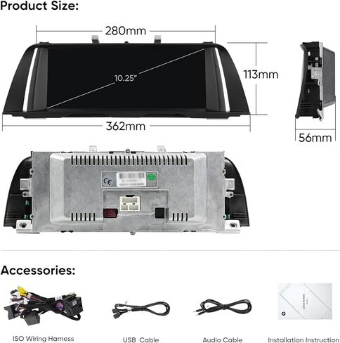 شاشة لمس 10.25 بوصة لسيارة BMW 5 Series F10 F11 (2013-2016) مع نظام NBT اللاسلكي Apple CarPlay Android Auto Upgrade Factory راديو السيارة الأصلي مضخم صوت ستيريو محتفظ به in Kuwait
