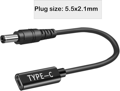 30cm USB C Type C Male to 5.5x2.1mm Female Cable, Support 5V 12V 20V DC Adapter USB C Connector Made for Power Bank, Small Fan, Starlink Mini, Foldable Solar, LaptopsSeries in Saudi Arabia