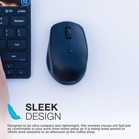 ماوس JLab GO للشحن اللاسلكي، الاتصال عبر بلوتوث أو دونجل USB لاسلكي، تبديل الأجهزة المتعددة، محمول، صغير للغاية وخفيف الوزن للعمل أثناء التنقل، تتبع قابل للتعديل، (عبوة واحدة) in Kuwait