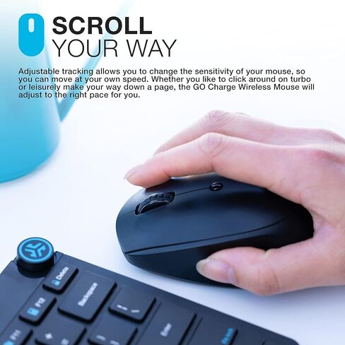 ماوس JLab GO للشحن اللاسلكي، الاتصال عبر بلوتوث أو دونجل USB لاسلكي، تبديل الأجهزة المتعددة، محمول، صغير للغاية وخفيف الوزن للعمل أثناء التنقل، تتبع قابل للتعديل، (عبوة واحدة) in Kuwait