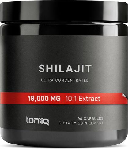Toniiq Ultra Strength Shilajit - 18,000mg 10:1 Extract with 40% Fulvic Acid - Pure Himalayan Shilajit Supplement - Third-Party Tested - 90 Vegetarian Capsules - 1 Month Supply in Saudi Arabia