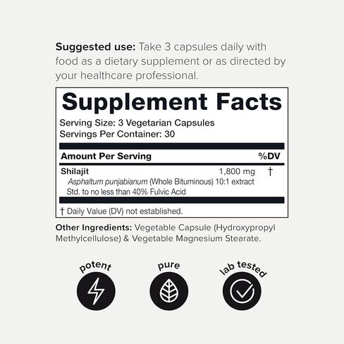 Toniiq Ultra Strength Shilajit - 18,000mg 10:1 Extract with 40% Fulvic Acid - Pure Himalayan Shilajit Supplement - Third-Party Tested - 90 Vegetarian Capsules - 1 Month Supply in Saudi Arabia