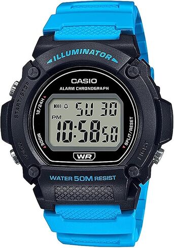 Casio Illuminator Alarm Chronograph Digital Watch W-219HB-5AVCF in Saudi Arabia