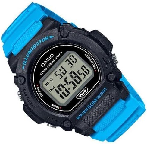Casio Illuminator Alarm Chronograph Digital Watch W-219HB-5AVCF in Saudi Arabia