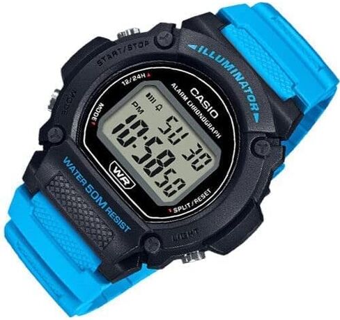 Casio Illuminator Alarm Chronograph Digital Watch W-219HB-5AVCF in Saudi Arabia