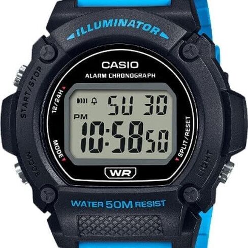 Casio Illuminator Alarm Chronograph Digital Watch W-219HB-5AVCF in Saudi Arabia