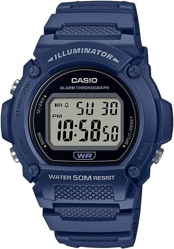 Casio Illuminator Alarm Chronograph Digital Watch W-219HB-5AVCF in Saudi Arabia