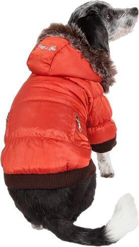PET LIFE Classic Metallic Fashion Pet Dog Coat Jacket Parka w/ 3M Insulation and Removable Hood, X-Small, Metallic Orange in Saudi Arabia