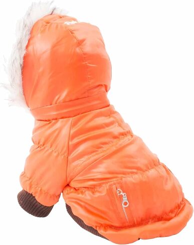PET LIFE Classic Metallic Fashion Pet Dog Coat Jacket Parka w/ 3M Insulation and Removable Hood, X-Small, Metallic Orange in Saudi Arabia