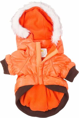 PET LIFE Classic Metallic Fashion Pet Dog Coat Jacket Parka w/ 3M Insulation and Removable Hood, X-Small, Metallic Orange in Saudi Arabia