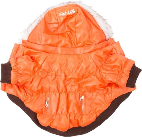 PET LIFE Classic Metallic Fashion Pet Dog Coat Jacket Parka w/ 3M Insulation and Removable Hood, X-Small, Metallic Orange in Saudi Arabia