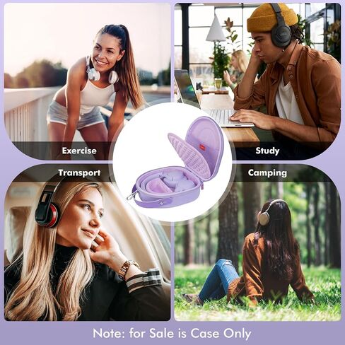 EVA Hard Shell Case for JBL TUN 670NC/520BT/770NC/720BT and JBL Live 670NC/770NC Wireless Headphones, Premium Travel Protective Headphone Storage Bag - Purple in Kuwait