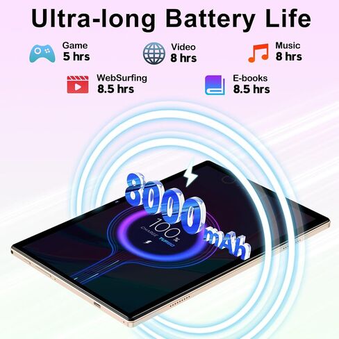 Android 14 Tablet 10.1 Inch 8000mAh Battery Tablets with 22GB RAM 128GB ROM 1TB Expand, Octa-Core HD Touchscreen Tablet with Keyboard, Mouse, Support Widevine L1, Split-Screen - Blue in Saudi Arabia