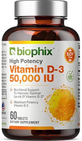 biophix Vitamin D-3 50000 IU 120 Vcaps - High-Potency Supports Strong Bones Immune Health in Kuwait