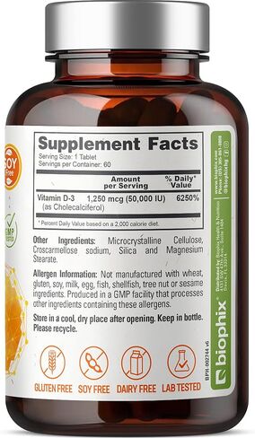 biophix Vitamin D-3 50000 IU 120 Vcaps - High-Potency Supports Strong Bones Immune Health in Kuwait
