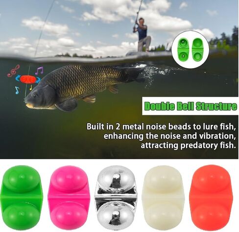 (Pack of 25) Fishing Attractor Bells Beads, Portable Catfish Rattles, Fishing Double Rattle for Luring Fish-(SCYORK) in Saudi Arabia
