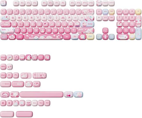 YUNZII MOG Dye Sub PBT Keycaps, 138 Keys Custom Keycaps Set for MOG Profile, Cute Pink Ice Cream Keycaps, Mechanical Keyboard Keycaps for Gaming Keyboards (Pink Ice Cream) in Saudi Arabia