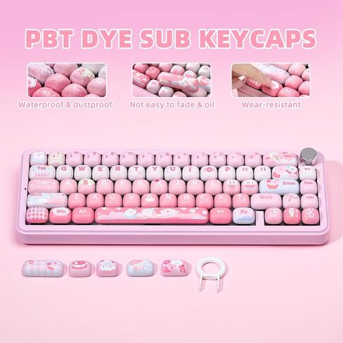YUNZII MOG Dye Sub PBT Keycaps, 138 Keys Custom Keycaps Set for MOG Profile, Cute Pink Ice Cream Keycaps, Mechanical Keyboard Keycaps for Gaming Keyboards (Pink Ice Cream) in Saudi Arabia