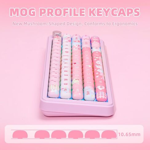 YUNZII MOG Dye Sub PBT Keycaps, 138 Keys Custom Keycaps Set for MOG Profile, Cute Pink Ice Cream Keycaps, Mechanical Keyboard Keycaps for Gaming Keyboards (Pink Ice Cream) in Saudi Arabia