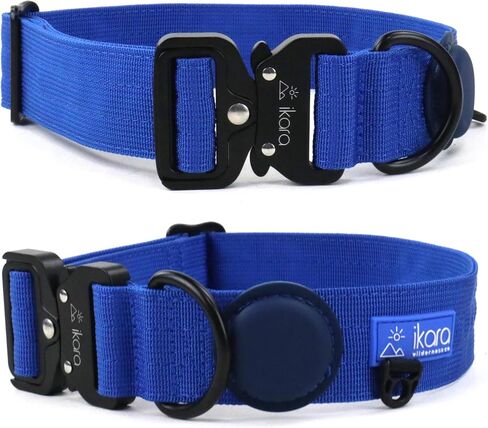 Heavy Duty Dog Collar - Apple Airtag Dog Collar for Medium, Large, Extra Large Dogs - Dog Collar for Outdoor Adventures w/Lighter Buckle, Nylon Pet Supplies for Dogs (Blue, Large) in Saudi Arabia