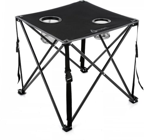 ARROWHEAD OUTDOOR 26" Heavy-Duty Portable Folding Table, 2 Cup Holders, No Sag Surface, Compact, Square, Carrying Case, Steel Frame, High-Grade 600D Canvas in Saudi Arabia