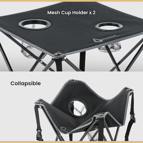 ARROWHEAD OUTDOOR 26" Heavy-Duty Portable Folding Table, 2 Cup Holders, No Sag Surface, Compact, Square, Carrying Case, Steel Frame, High-Grade 600D Canvas in Saudi Arabia