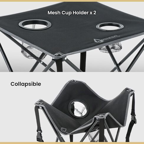 ARROWHEAD OUTDOOR 26" Heavy-Duty Portable Folding Table, 2 Cup Holders, No Sag Surface, Compact, Square, Carrying Case, Steel Frame, High-Grade 600D Canvas in Saudi Arabia
