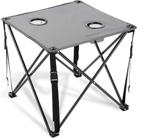 ARROWHEAD OUTDOOR 26" Heavy-Duty Portable Folding Table, 2 Cup Holders, No Sag Surface, Compact, Square, Carrying Case, Steel Frame, High-Grade 600D Canvas in Saudi Arabia