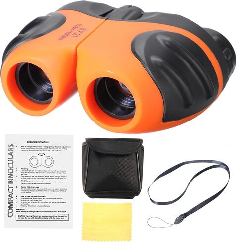 مجموعة مناظير باتيكل 8 × 21، تلسكوب صغير الحجم قابل للطي عالي الدقة مقاوم للصدمات مع حبل لمشاهدة الطيور والمشي لمسافات طويلة والتخييم والسفر في الهواء الطلق، برتقالي in Kuwait