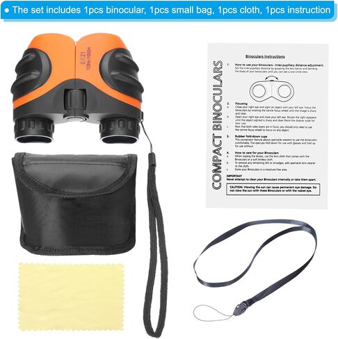 مجموعة مناظير باتيكل 8 × 21، تلسكوب صغير الحجم قابل للطي عالي الدقة مقاوم للصدمات مع حبل لمشاهدة الطيور والمشي لمسافات طويلة والتخييم والسفر في الهواء الطلق، برتقالي in Kuwait