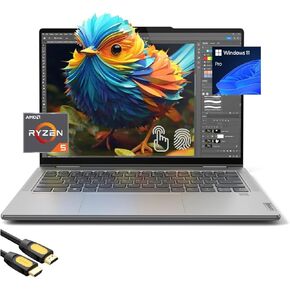 Lenovo Yoga 7 2-in-1 Laptop, 14" WUXGA Touchscreen Display, 6-Cores Ryzen 5 8640HS(Up to 4.9 GHz), 8GB RAM, 1TB NVMe SSD, FP Reader, Backlit KB, WiFi 6E, USB-C, HDMI, Webcam, SPS HDMI, Win 11 Pro