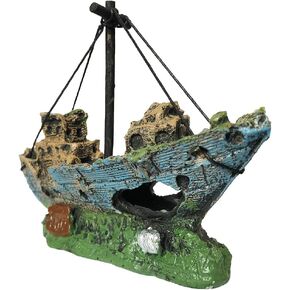 SLOCME Aquarium Resin Boat Ornament - Fish Tank Shipwreck Decorations Sunken Ship Ornament,Aquarium Ornament for Freshwater Saltwater Tanks