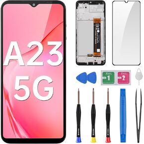 Screen Replacement with Frame for Samsung Galaxy A23 5G - LCD Display Touch Digitizer Full Assembly Fix Glass with Repair Tools Kit SM-A236U