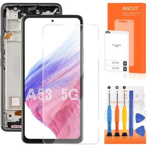 OLED for Samsung Galaxy A53 5G Screen Replacement for Samsung A53 5G LCD Display SM-A536U Screen Replacement A536E LCD Digitizer Touch Assembly with Frame +Installation Video(Support Fingerprint)