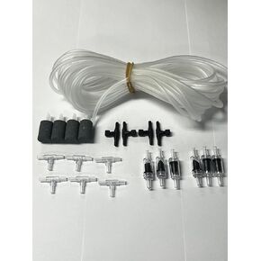 Useful Universe 40 Ft. (1/4"") Aquarium Silicone Air Tubing with Anti Siphon, Control Valves, T-Connectors, and Air Stones for Fish Tank
