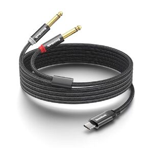 USB C to Dual 6.35mm 1/4 inch Stereo Splitter Y Cable, USB Type C to Dual 6.35mm 1/4 inch TS Audio Cord for iPhone 15 Series,Smartphone,Tablet,Laptop, Amplifier, Speaker(6.6 ft/2m)