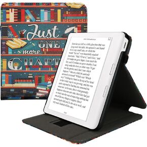 kwmobile Cover Compatible with Kobo Libra Colour Case - Stand + Strap - Library Motto Multicolor