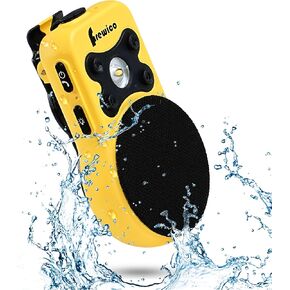 Frewico Clip 8 Bluetooth Speaker Wearable Waterproof IP67 Magnetic Clip-On Wireless Portable Speaker Up to 18 Hours of Play with 1W LED Work Light Built-in Microphone - Side Control Buttons for Work