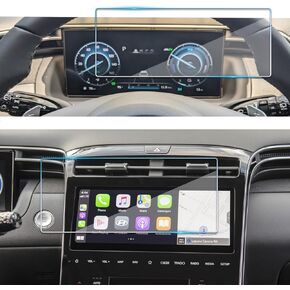 2 Pack Screen Protector For Hyundai Tucson & Santa Cruz 2022-2024,10.25" Infotainment + 10.25" Instrument Cluster Tempered Glass Film For Tucson 2024 Accessories
