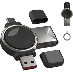 Portable Charger for Samsung Galaxy Watch,Magnetic Galaxy Watch Charger USB C&USB A 2 in 1 Fast Wireless Charging，Travel Charger for Galaxy Watch Ultra/7/6/6 Classic/5/5 Pro/4/4 Classic,Black