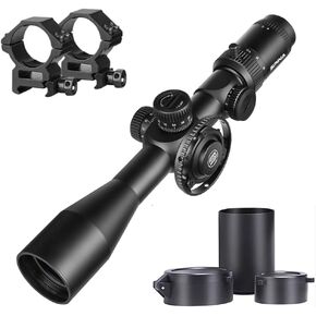 4-16x44 FFP First Focal Plane Riflescopes with Mil-dot Reticle and Parallax Adjustment, Waterproof, Fogproof Black Rifle Scope, 30mm Tube