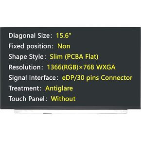 New Screen Replacement for N156BGA-EA3 Rev.C2 N156BGA-EA3 Rev.C6,eDP/30 pins Connector,1366(RGB)×768 WXGA,Antiglare,LCD LED Display