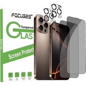 Privacy Screen Protector for iPhone 16 pro max 2 Pack + Camera Lens Protector 2 Pack Anti Spy Tempered Glass for iPhone 16 Pro Max (6.9 inch)