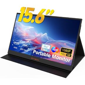 Portable Monitor,15.6" FHD 1080P Travel Monitor for Laptop,USB C HDMI Gaming Ultra-Slim IPS Display,Laptop Monitor with Smart Cover & Dual Speaker,External Portable Monitor for laptop / Phone/Mac/PS4