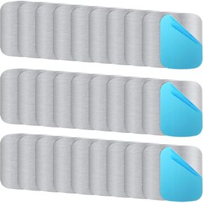 Bewudy 30 Self-Adhesive Metal Plates, Replacement Metal Plates Set, Metal Plates for Phone Case, Metal Plate for Car Metal Plates for Phone Square Metal Plates for Adhesive Base for Magnets(5 x 3.8CM)