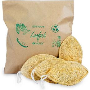 Natural Loofah Exfoliating Sponge (3 Pack) - Loofa Body Scrubber - Loofah Sponge - Loofah Exfoliating Body Scrubber - Organic Loofah - Shower Luffa Sponges - Exfoliating Loofah - Biodegradable Loofah in Saudi Arabia
